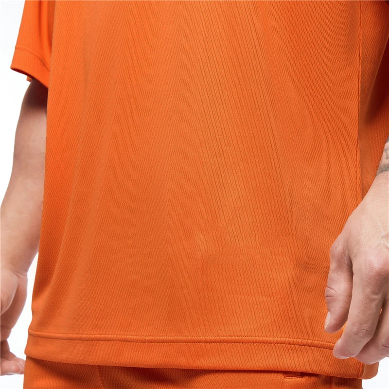 Oversized T shirt Men Loose Drop Shoulders Gym Clothing Bodybuilding Fitness Streetwear Hip-Hop T-shirt Quick Dry Mesh Sport Tee