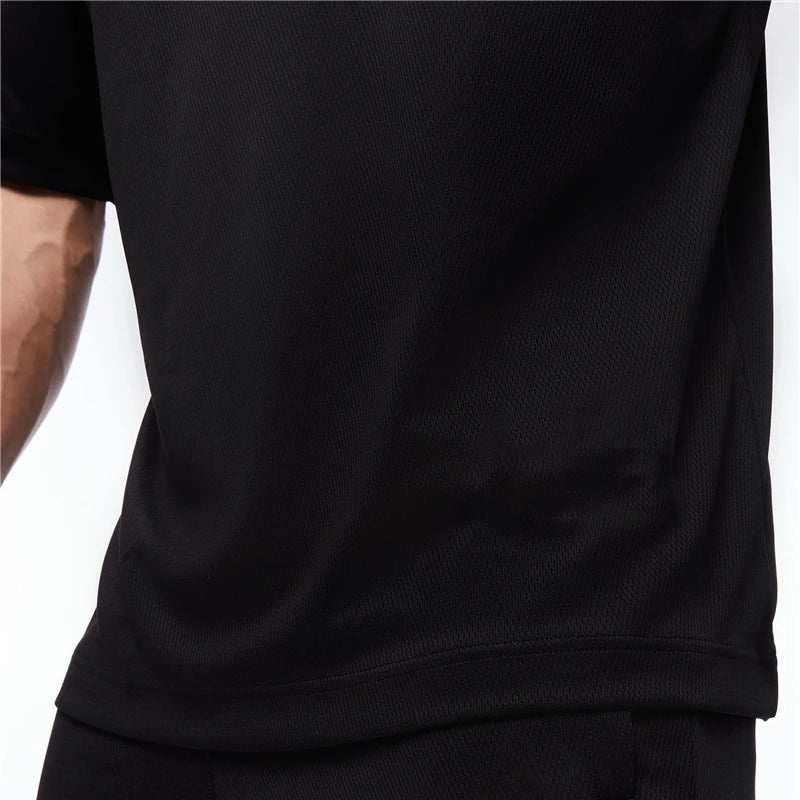 Oversized T shirt Men Loose Drop Shoulders Gym Clothing Bodybuilding Fitness Streetwear Hip-Hop T-shirt Quick Dry Mesh Sport Tee
