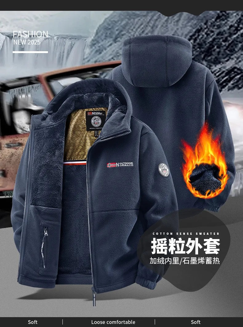 Winter New Fashion Trend Retro Sports Thick Warm Lamb Wool Jacket Men's Casual Loose Comfortable High-Quality Plus Size Jacket