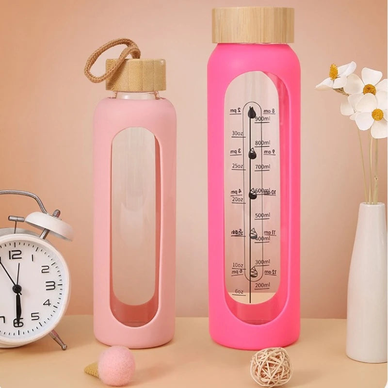 1L HIGH Borosilicate Glass Glass  Water Bottle  Portable Leakproof Drinking Bottles Home Office Gym Travel Outdoor Sports Kettle