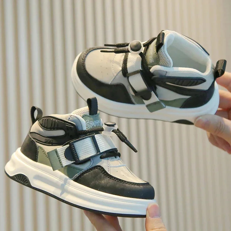 Kid Sneakers 2025 Spring Autumn Boys Causal High Top Sneakers Girls School Versatile Children's Chunky Basketball Shoes Non-slip