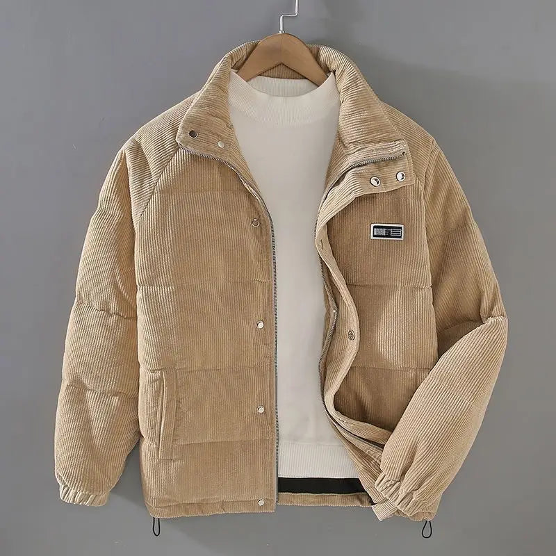 Winter New Men's Jacket Warm Corduroy Cotton Padded Jackets Simple Bread Men Clothing Parkas Coats for Men