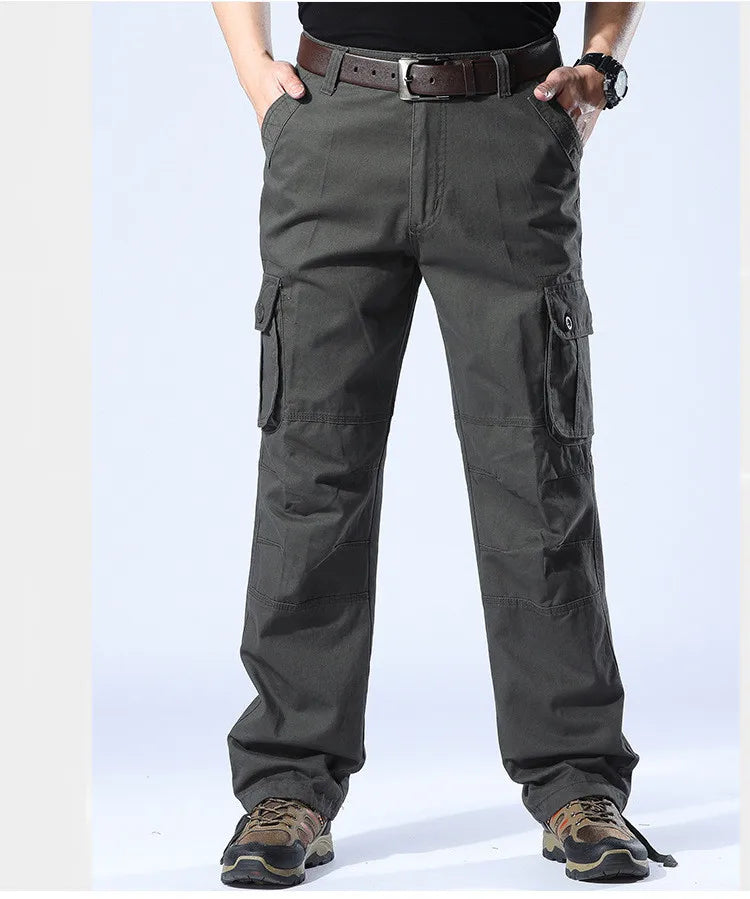 Tactical Cargo Pants Men Military Work Overalls Loose Straight Long Trousers Multi-Pocket Baggy Casual Cotton Army Slacks Pants
