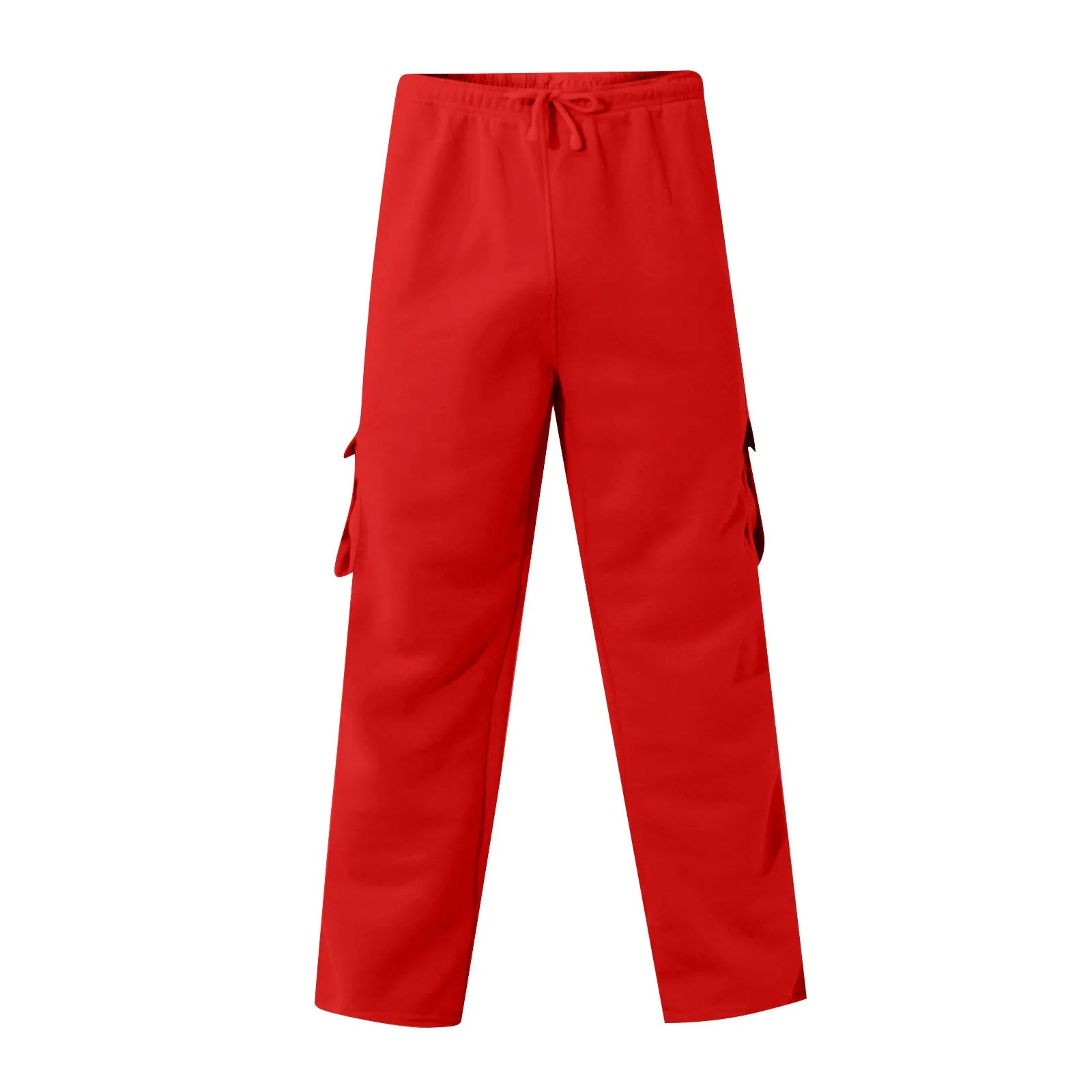 Men'S Cargo Pants Rope Loosening Waist Solid Color Pocket Trousers Comfortable Loose Sports Trousers Casual Wide Leg Pants