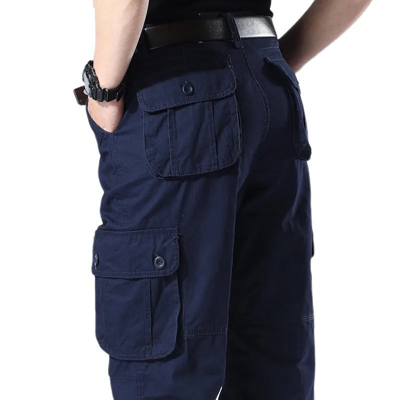 Tactical Cargo Pants Men Military Work Overalls Loose Straight Long Trousers Multi-Pocket Baggy Casual Cotton Army Slacks Pants