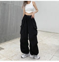 2025 Cargo Pants Women Retro Workwear Casual Baggy Straight Trousers Fashion Wide Leg Pockets Joggers Trousers Y2k Streetwear