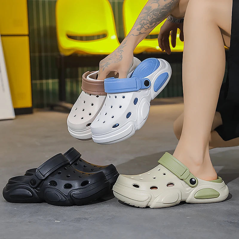 Summer Men's Thick-Soled Non-Slip Breathable Toe-Cap Sandals Casual Beach Slippers