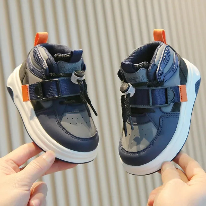 Kid Sneakers School High-top Causal Sports Shoes for Boy Non-slip Spring Autumn Children Fashion Girls Chunky Basketball Shoes