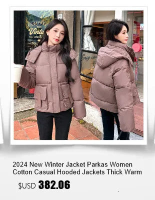 2026 New Winter Jacket Women Warm Parkas Long Sleeve Tops Casual Cotton Padded Jackets Belt Black Brown Hooded Outwear Female