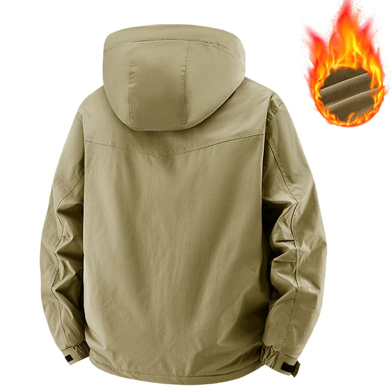 Winter Jacket Men Outwear Fleece Liner Warm Hooded Men multi-pocket Cargo Jacket Men Windproof Casual Hiking Coat Male Clothing