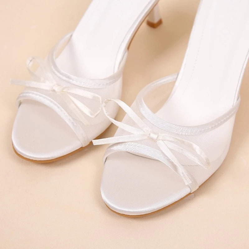Summer Women's Sandals Elegant Women High Heels Fashion High Quality Butterfly-Knot Open Toe Slippers Brand Designer Women Pumps