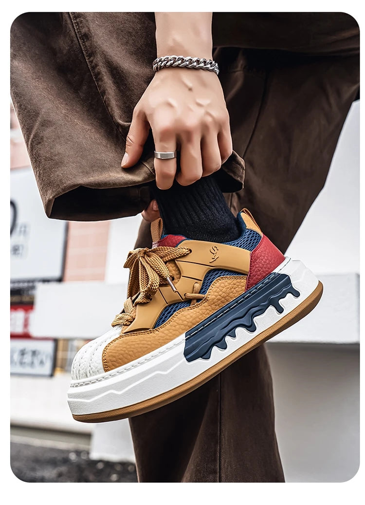 Men Sneakers Spring Lace Up Man Running Shoes Non Slip Platform Shoe High Quality Training Tennis Shoes Wear Resistant Men Shoes