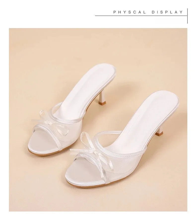 Summer Women's Sandals Elegant Women High Heels Fashion High Quality Butterfly-Knot Open Toe Slippers Brand Designer Women Pumps