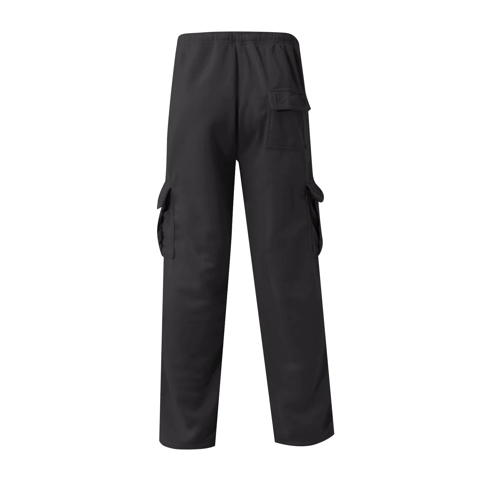 Men'S Cargo Pants Rope Loosening Waist Solid Color Pocket Trousers Comfortable Loose Sports Trousers Casual Wide Leg Pants