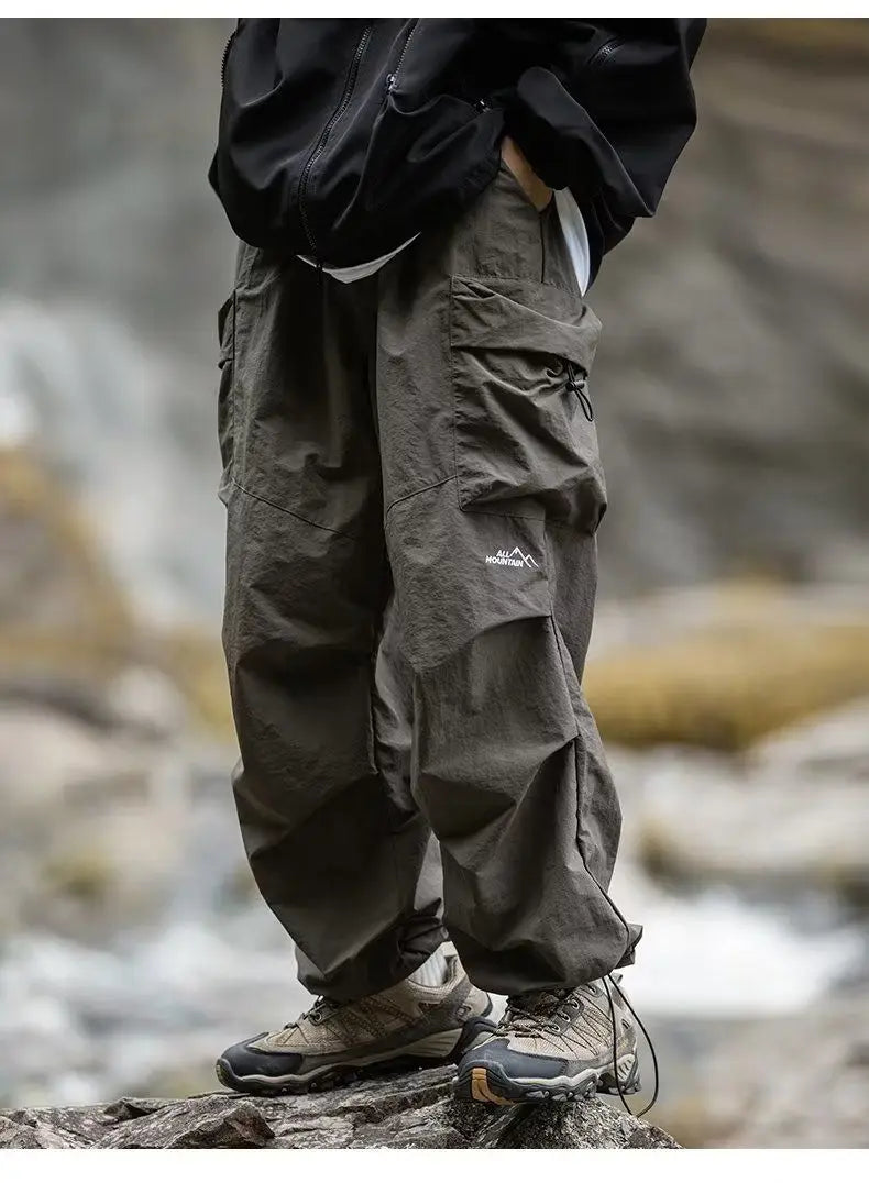 Men's Pants Cargo Punch Pants for Men Summer American Paratrooper Thin Drawstring Casual Outdoor Hiking Pant Loose Casual Trip