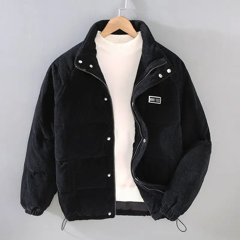 Winter New Men's Jacket Warm Corduroy Cotton Padded Jackets Simple Bread Men Clothing Parkas Coats for Men