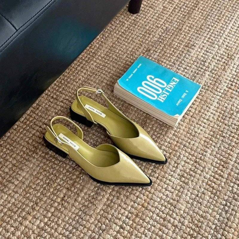 Summer Women's Cover Toe Sandals Elegant Shallow Slip On Shoes Comfort Low Heel Dress Street Style Shoes woman heeled sandals