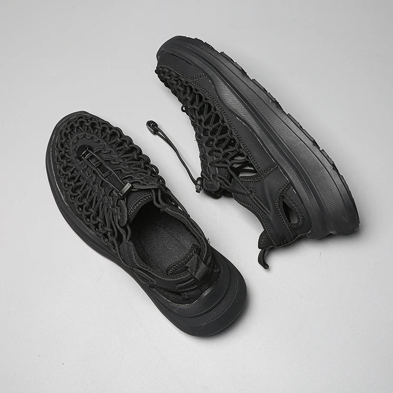 Summer Men Sandals Fashion Handmade Weaving Design Beach Sandals Breathable Casual Flat Sandals Outdoor Couples Sandals Size
