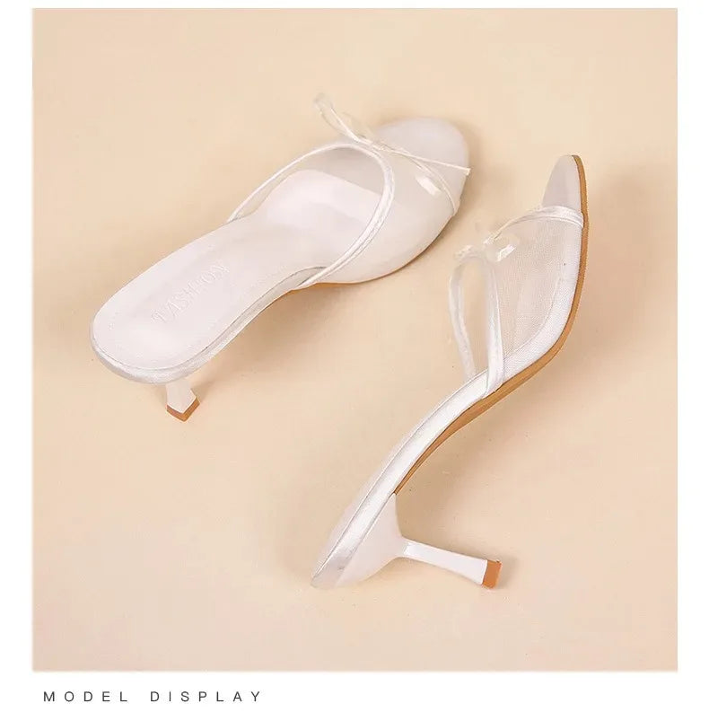 Summer Women's Sandals Elegant Women High Heels Fashion High Quality Butterfly-Knot Open Toe Slippers Brand Designer Women Pumps