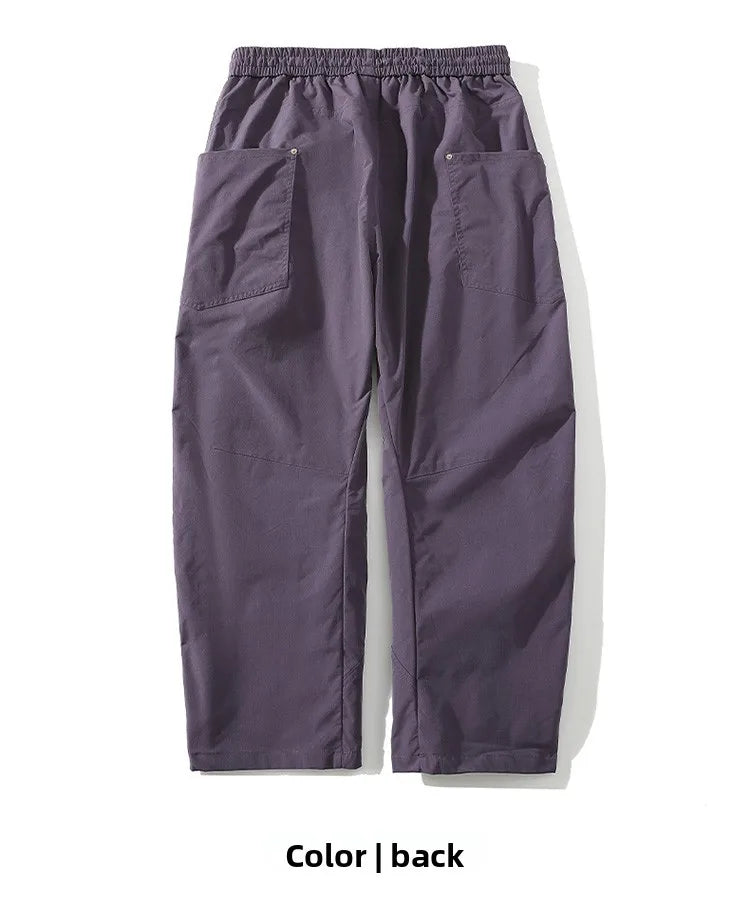 Men's Spring Summer Fashion Cargo Pants with Elastic Solid Color Multi-Pocket Long Pants Suitable for Outdoor Sports and Leisure