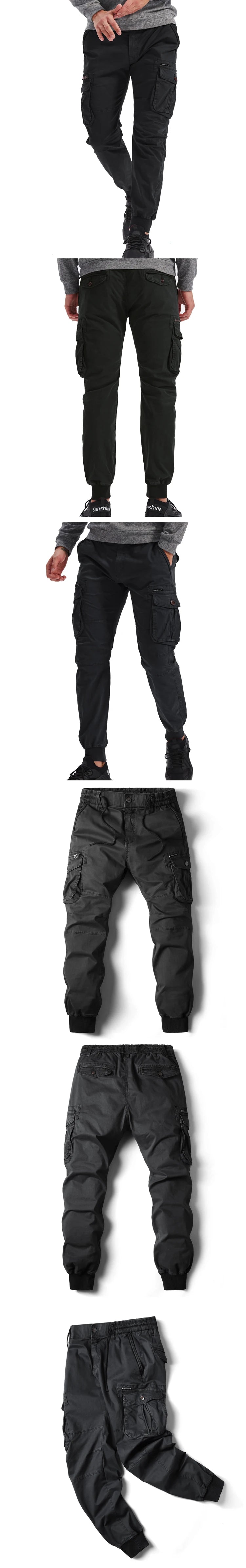 Cargo Pants Men Jogging Casual Pants Cotton Elastic Waist Military Mens Streetwear Mens Work Tactical  Trousers Plus Size