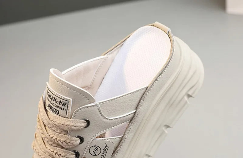 Summer New Women's Sandals Fashion Breathable Increase Baotou Semi-slippers Women Small White Shoe Sexy Dress Sandals Zapatillas