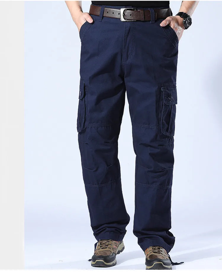 Tactical Cargo Pants Men Military Work Overalls Loose Straight Long Trousers Multi-Pocket Baggy Casual Cotton Army Slacks Pants