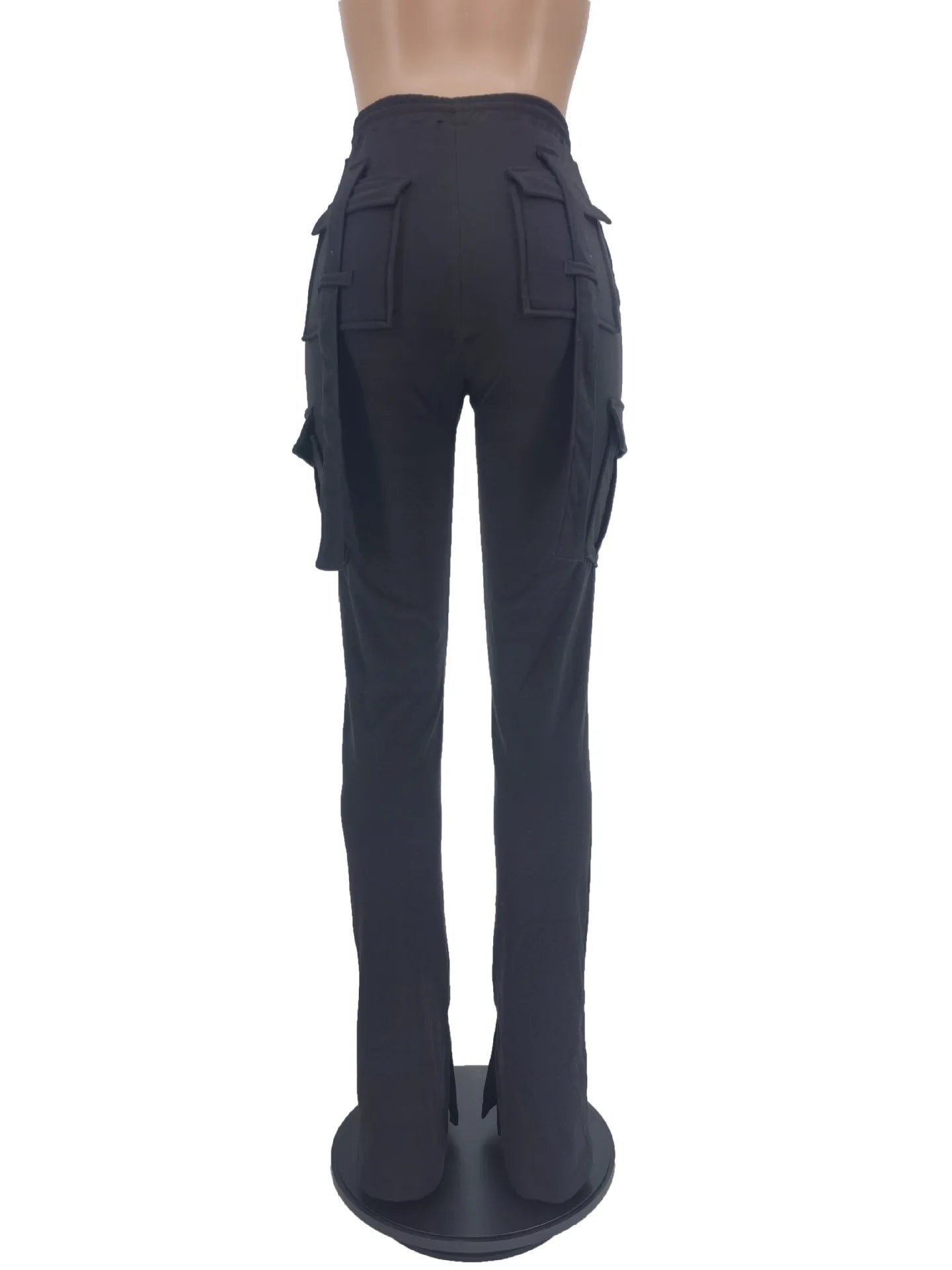 Cargo Pant Women Long Pants Sexy Slim Fit Casual Drawstring Splice Button Pocket Straight Trousers Lace Up High Elastic Waist