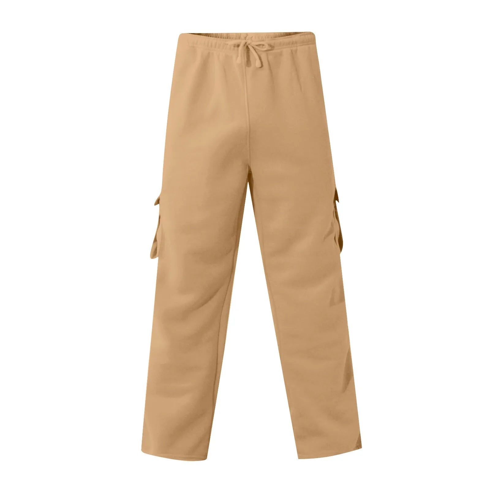 Men'S Cargo Pants Rope Loosening Waist Solid Color Pocket Trousers Comfortable Loose Sports Trousers Casual Wide Leg Pants