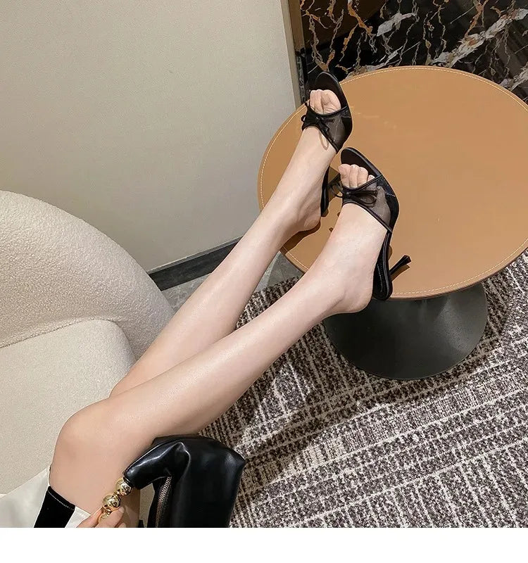 Summer Women's Sandals Elegant Women High Heels Fashion High Quality Butterfly-Knot Open Toe Slippers Brand Designer Women Pumps