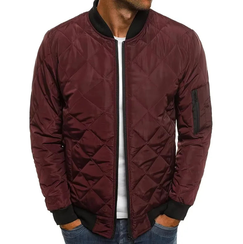 Winter New Jacket Men's Baseball Collar Mesh Pressed Lightweight  Jacket Vintage Flight Casual Long Sleeve