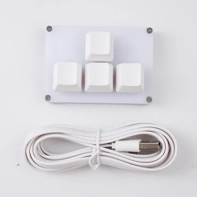 4 Keys Mini Keyboard Direction Arrows Keypad Up Down Left Right DIY Custom Programming Shortcuts USB Mechanical Keypad White