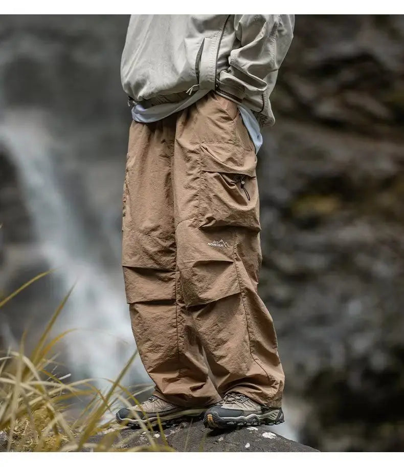 Men's Pants Cargo Punch Pants for Men Summer American Paratrooper Thin Drawstring Casual Outdoor Hiking Pant Loose Casual Trip