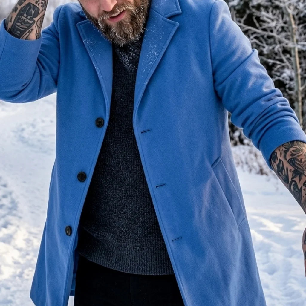 Winter Men's Jacket Outdoor Cold Coats Single Breasted Simple Coat Windbreaker Woolen Blend Men Business Casual Jacket Outerwear