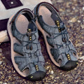 Summer Sandals Men's Baotou Beach Shoes Soft Soled Leather Anti Slip Outdoor Hollow Breathable Daily Casual Men's Shoes Slippers