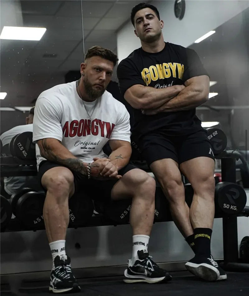 2026 New Sale GYM Oversize Mens T Shirts Oversized Gym T Shirt Plus Size Cotton Tee for Casual Sports & Fitness