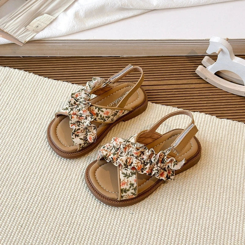 Summer Kids Sandals Fashion Flower Soft Bottom Girls Beach Sandals Princess Shoes Slippers