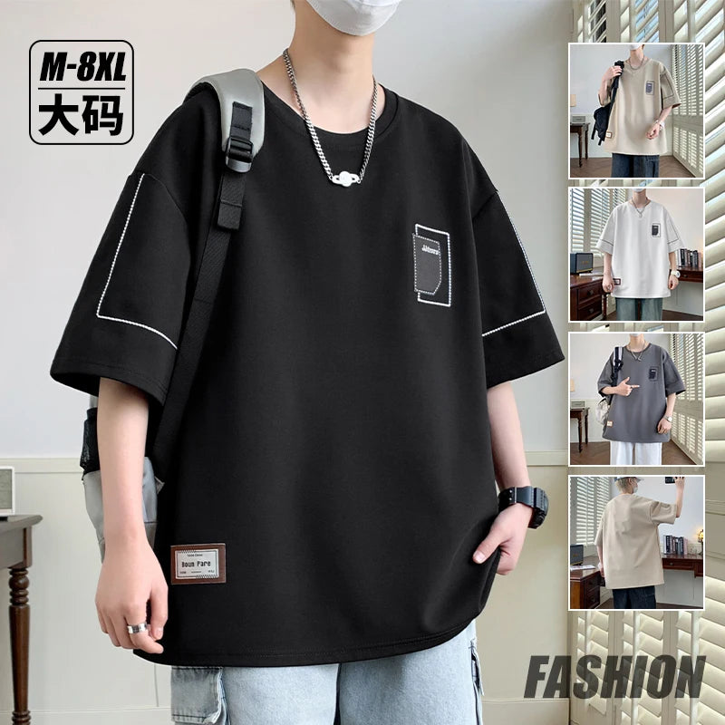 Plus Size 6XL 7XL 8XL T Shirts Hot Sale T-Shirts Men Wearing Big Oversized Tshirts Male Boy Young Tee Tops High Street Clothing