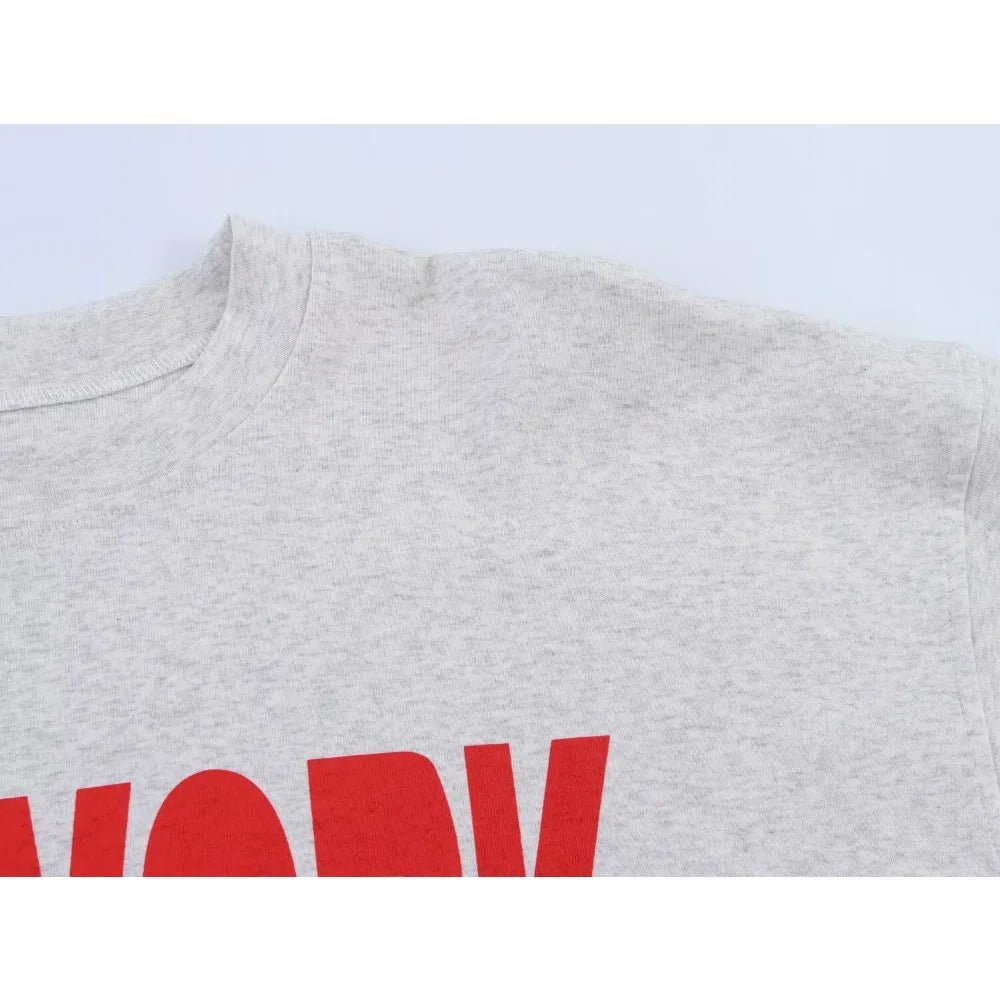 Aesthetic Oversized Text Print T-shirts for Women Casual O-Neck Tees with Contrasting Text Fashion Comfy Short Sleeves T-shirts