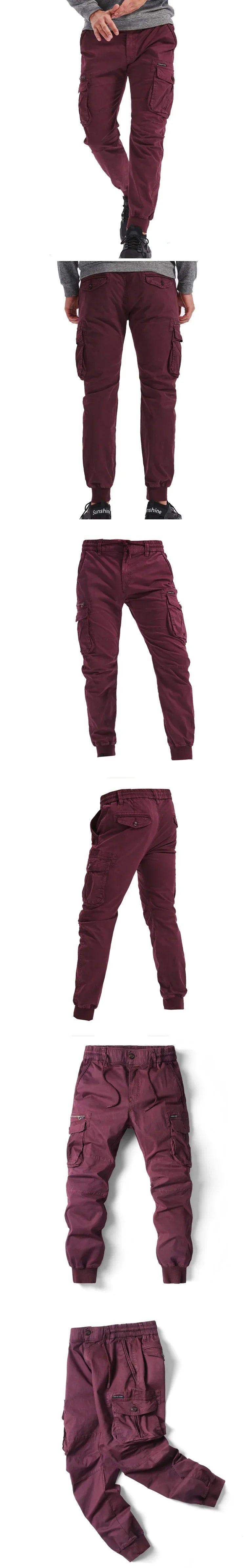 Cargo Pants Men Jogging Casual Pants Cotton Elastic Waist Military Mens Streetwear Mens Work Tactical  Trousers Plus Size