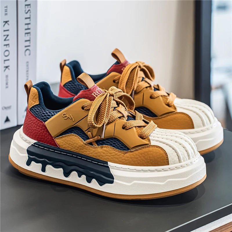 Men Sneakers Spring Lace Up Man Running Shoes Non Slip Platform Shoe High Quality Training Tennis Shoes Wear Resistant Men Shoes