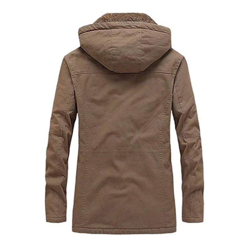 Winter Fleece Jackets Men Hooded Warm Thick Parkas Male Multi Pocket Cargo Jacket Coats Fashion Casual Outerwear Mens Clothing