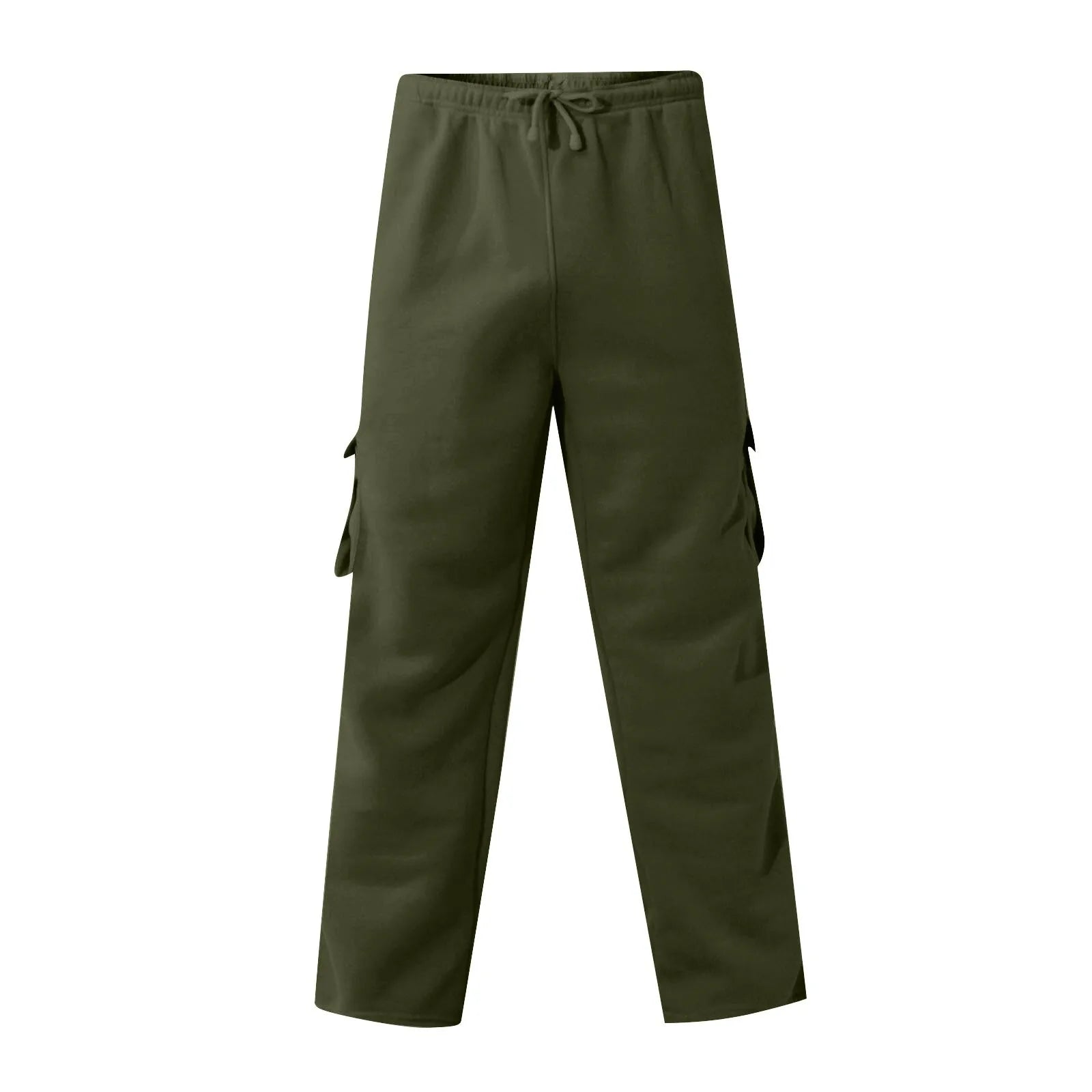 Men'S Cargo Pants Rope Loosening Waist Solid Color Pocket Trousers Comfortable Loose Sports Trousers Casual Wide Leg Pants