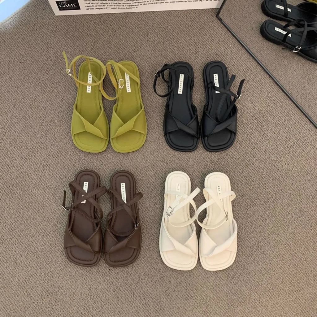 Women's Sandals Summer 2025 New Flat Rubber Sole Comfortable Sandals Breathable Fashion Luxury Outdoor Beach Women's Shoes