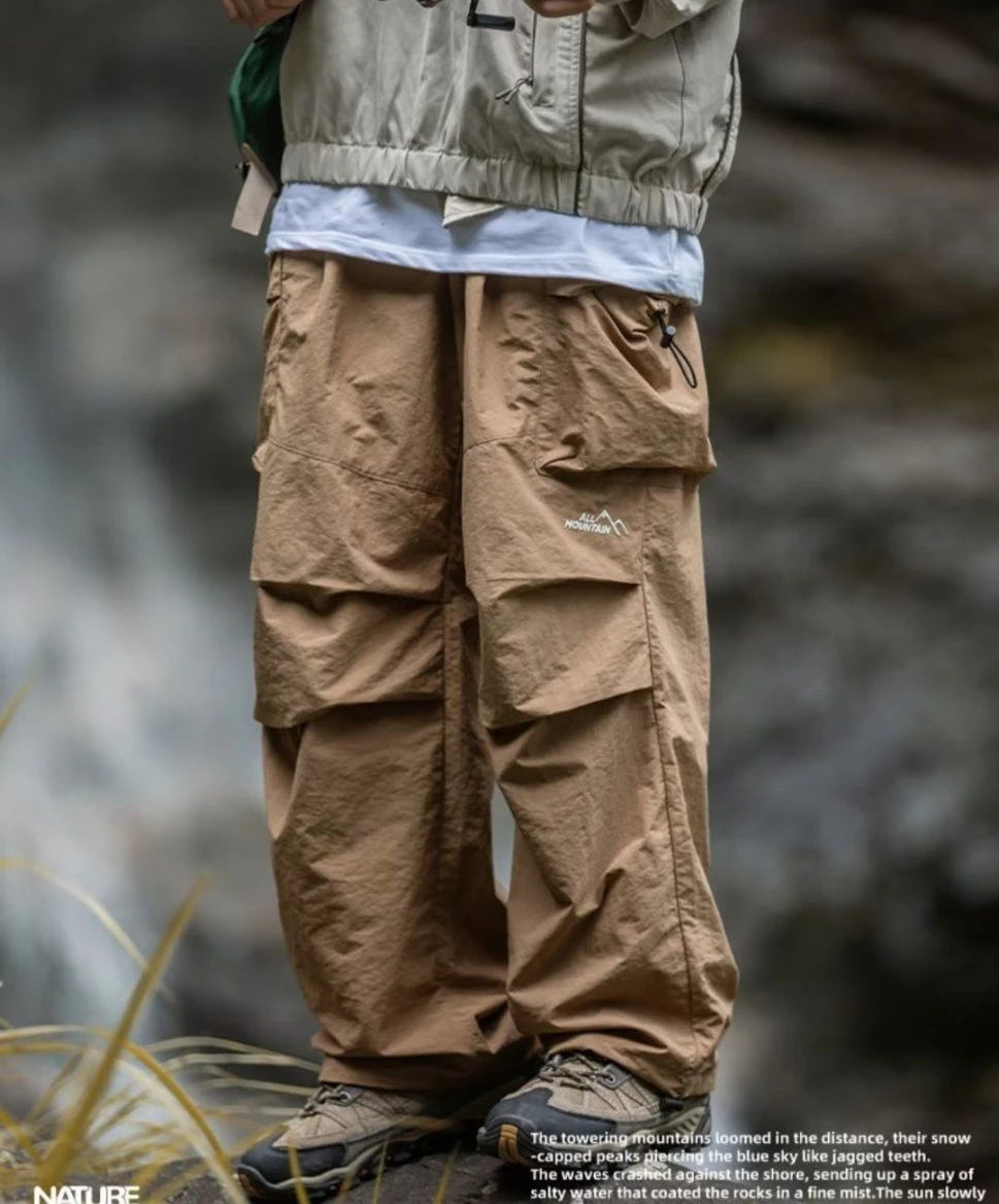 Men's Pants Cargo Punch Pants for Men Summer American Paratrooper Thin Drawstring Casual Outdoor Hiking Pant Loose Casual Trip