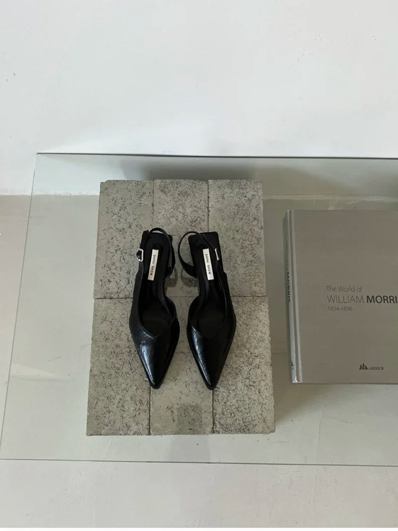 Summer Women's Cover Toe Sandals Elegant Shallow Slip On Shoes Comfort Low Heel Dress Street Style Shoes woman heeled sandals