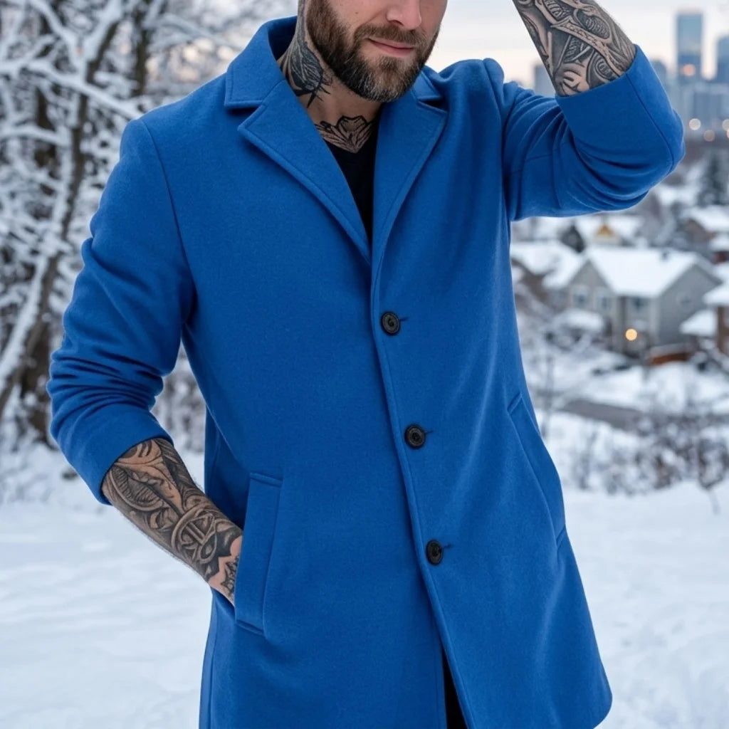 Winter Men's Jacket Outdoor Cold Coats Single Breasted Simple Coat Windbreaker Woolen Blend Men Business Casual Jacket Outerwear