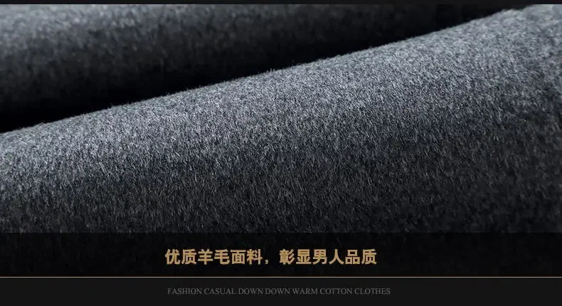 Winter Jacket Men Fashion Business Slim-fit British Style Solid Color Outdoor Cold Casual Trend Thickened Tweed Coat