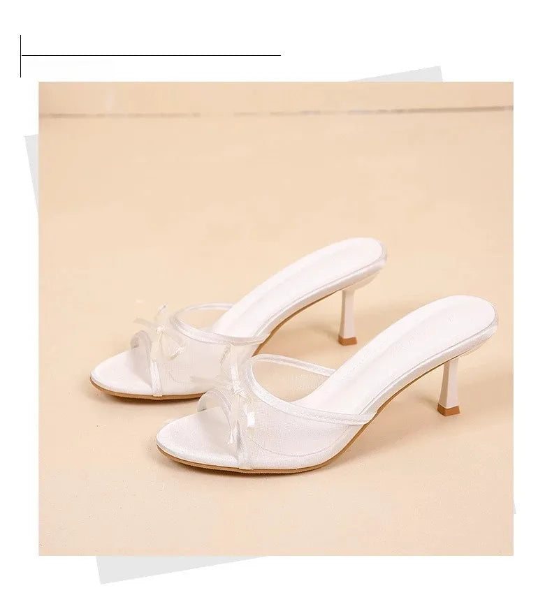 Summer Women's Sandals Elegant Women High Heels Fashion High Quality Butterfly-Knot Open Toe Slippers Brand Designer Women Pumps