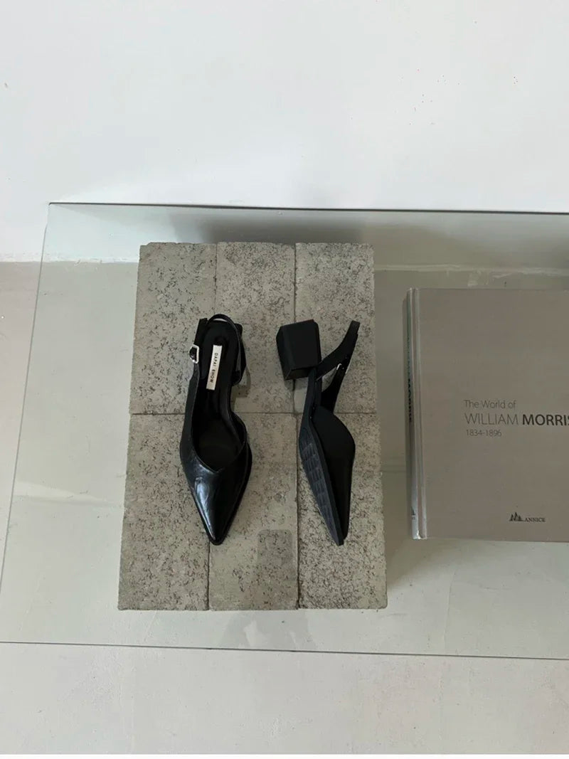 Summer Women's Cover Toe Sandals Elegant Shallow Slip On Shoes Comfort Low Heel Dress Street Style Shoes woman heeled sandals